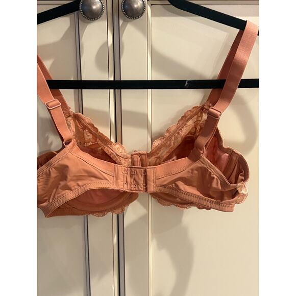 Delimira Peach Underwire Bra Lace Floral Unlined Unpadded Size 32B - Picture 3 of 4